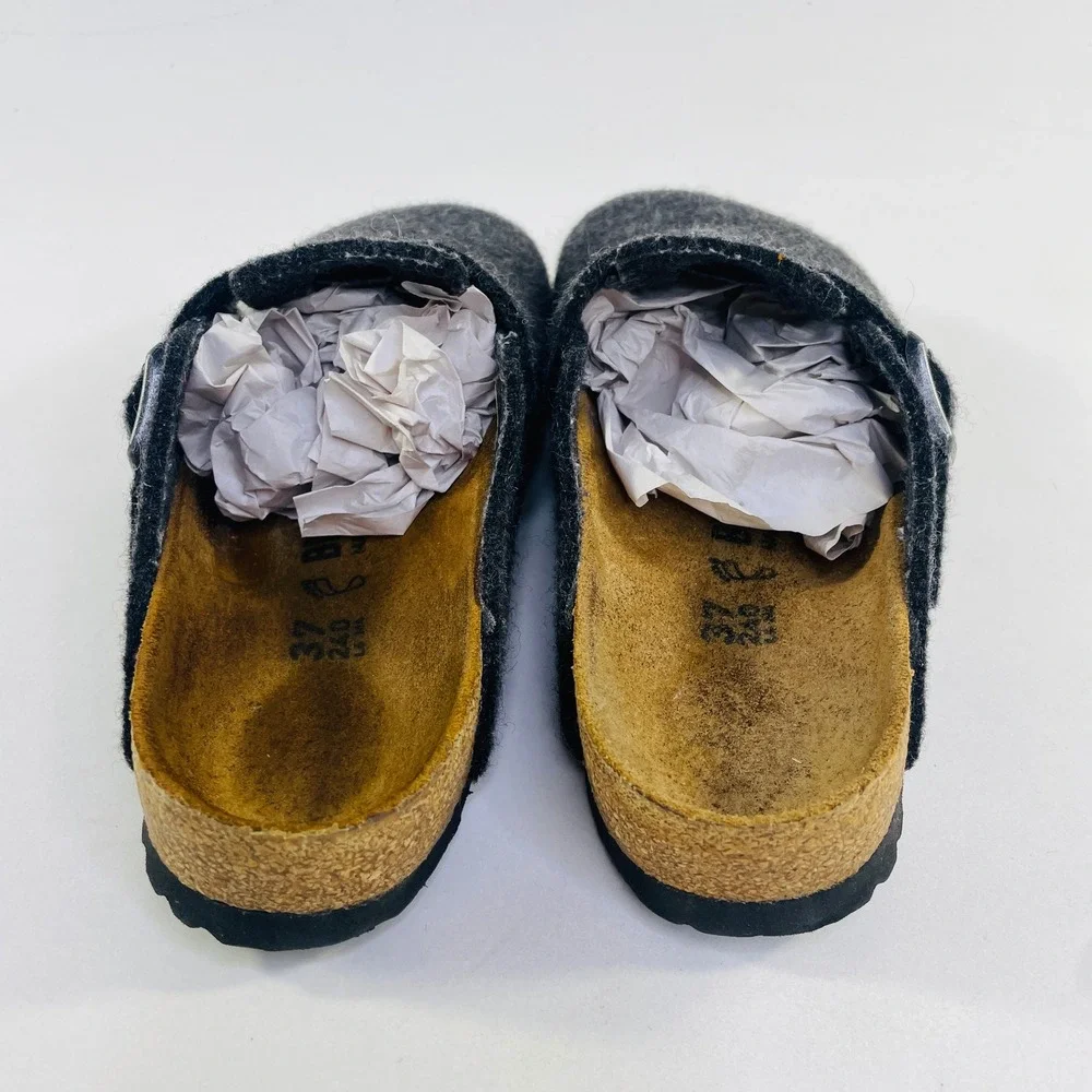 Birkenstock Boston Wool Felt Clogs Charcoal Gray Anthracite 37 L6 M4 Germany - Picture 5 of 7